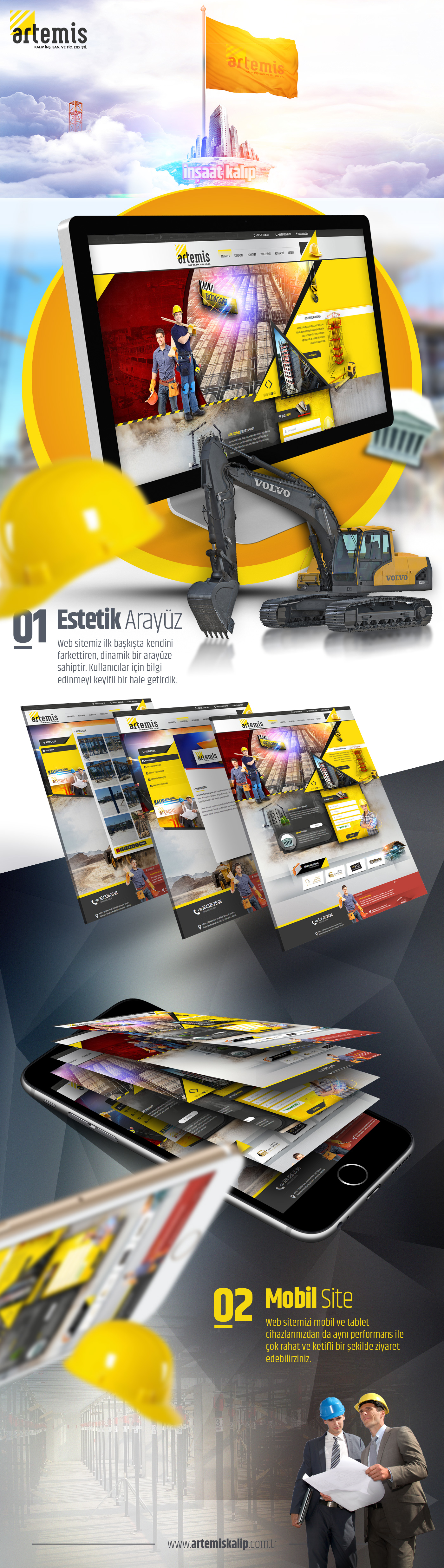 
	Artemis İnşaat Kalıp i&ccedil;in hazırlamış olduğumuz kurumsal &ouml;zg&uuml;n aray&uuml;z tasarımı ve i&ccedil;erik y&ouml;netim sistemi.

