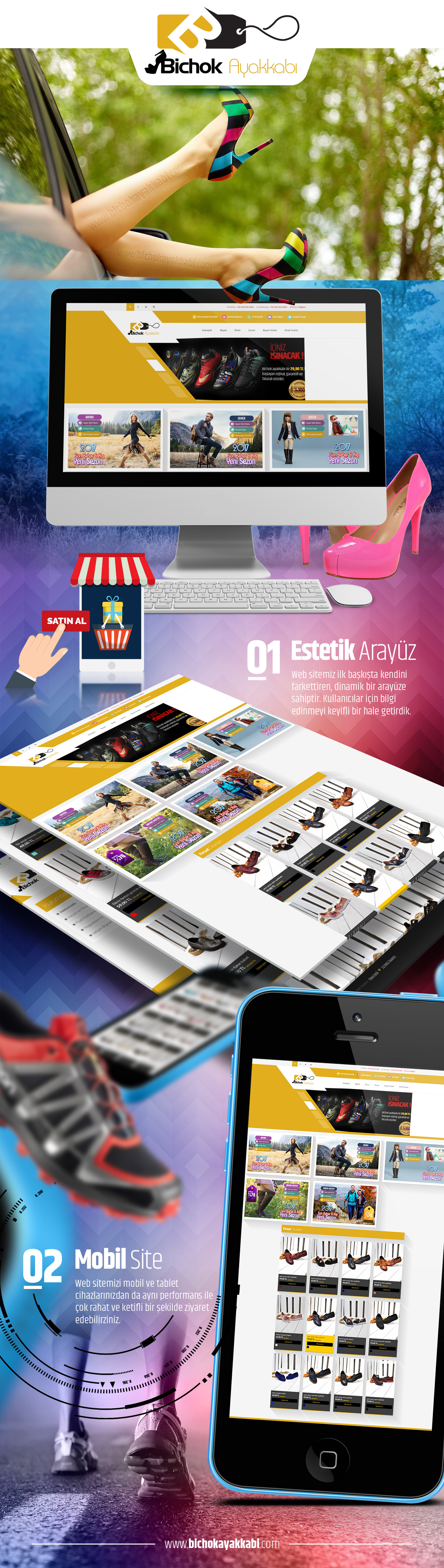 
	Bichok Ayakkabı i&ccedil;in hazırlamış olduğumuz kurumsal &ouml;zg&uuml;n aray&uuml;z tasarımı ve i&ccedil;erik y&ouml;netim sistemi.
