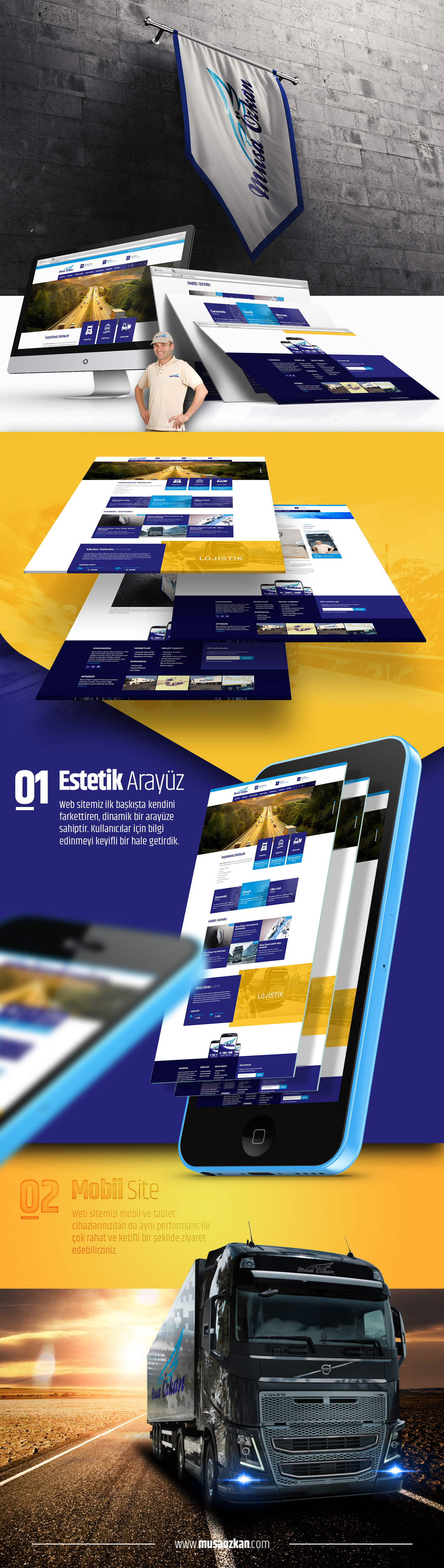 
	Musa &Ouml;zkan Lojistik i&ccedil;in hazırlamış olduğumuz kurumsal &ouml;zg&uuml;n aray&uuml;z tasarımı ve i&ccedil;erik y&ouml;netim sistemi.

