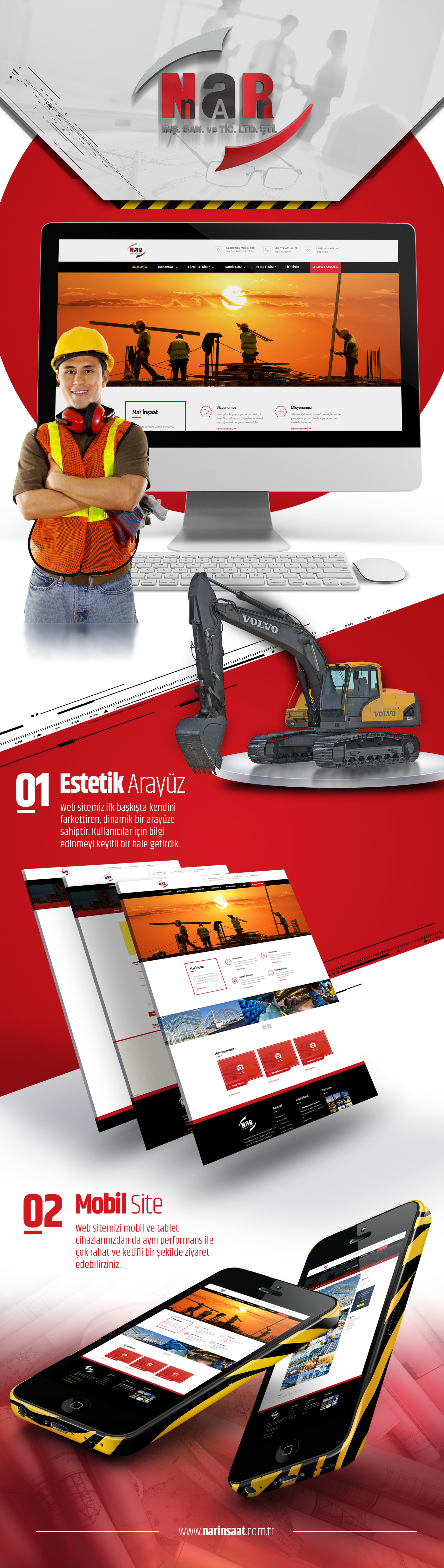 
	Nar İnşaat i&ccedil;in hazırlamış olduğumuz kurumsal &ouml;zg&uuml;n aray&uuml;z tasarımı ve i&ccedil;erik y&ouml;netim sistemi.
