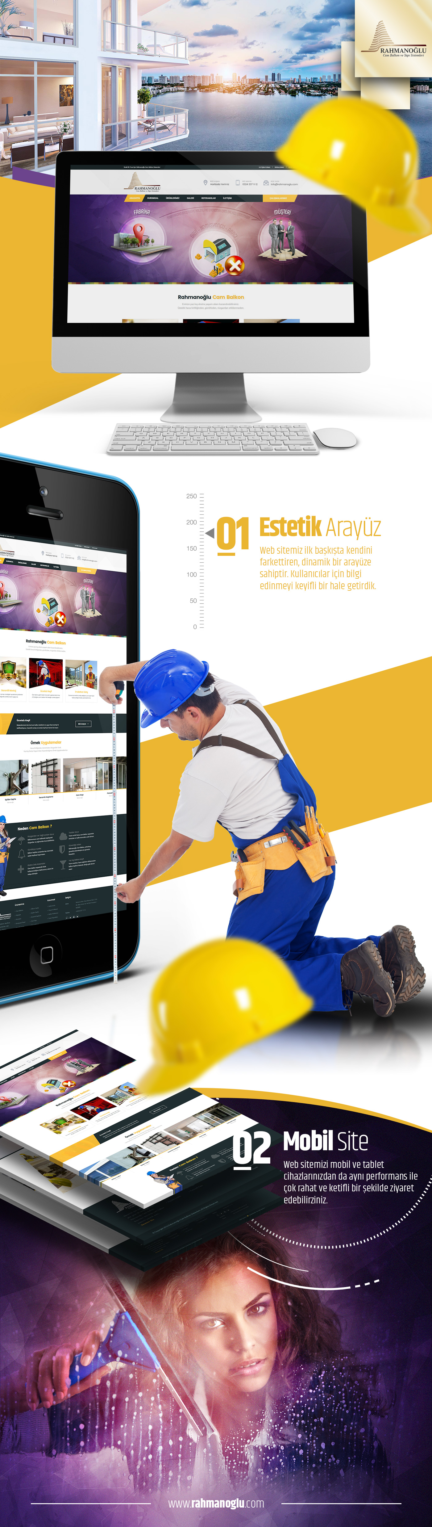 
	Rahmanoğlu Cam Balkon Sistemleri i&ccedil;in hazırlamış olduğumuz kurumsal &ouml;zg&uuml;n aray&uuml;z tasarımı ve i&ccedil;erik y&ouml;netim sistemi.
