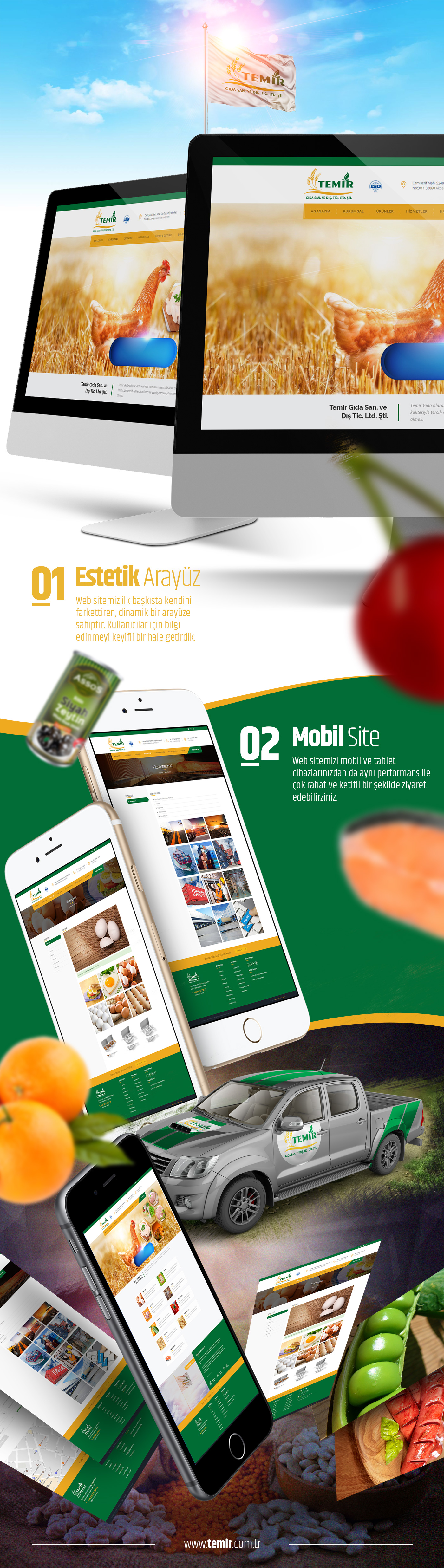 
	Temir Gıda i&ccedil;in hazırlamış olduğumuz kurumsal &ouml;zg&uuml;n aray&uuml;z tasarımı ve i&ccedil;erik y&ouml;netim sistemi.
