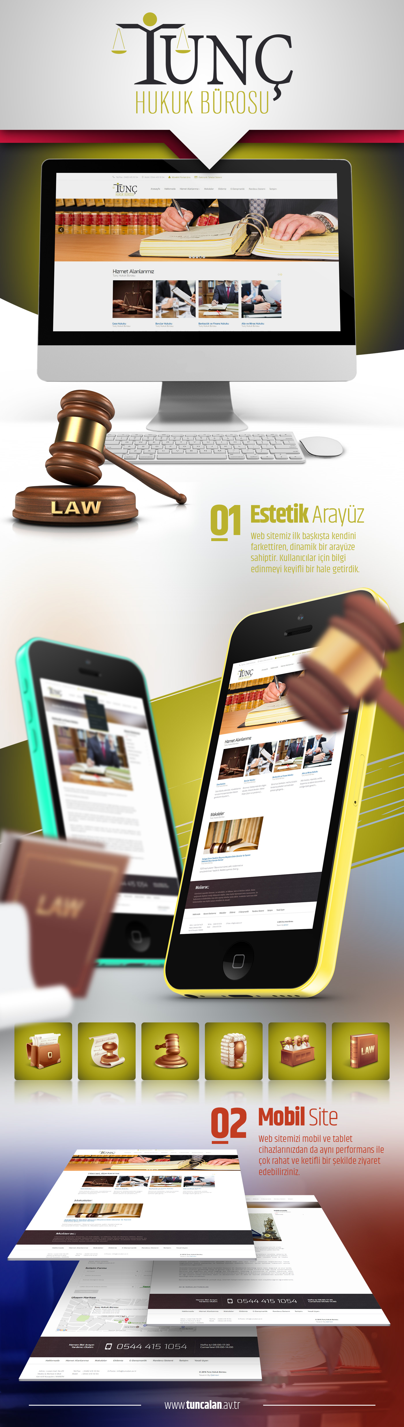 
	Tun&ccedil; Hukuk B&uuml;rosu i&ccedil;in hazırlamış olduğumuz kurumsal &ouml;zg&uuml;n aray&uuml;z tasarımı ve i&ccedil;erik y&ouml;netim sistemi.
